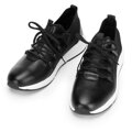 Męskie sneakersy ze skóry i tkaniny czarne 92-M-914-1