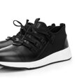 Męskie sneakersy ze skóry i tkaniny czarne 92-M-914-1