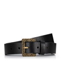 Damski pasek skórzany z kontrastową klamrą czarny 99-8D-120-1