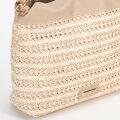 Pletená crossbody kabelka s retiazkami béžovo-hnedá 100-4Y-427-9