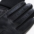 Skórzane rękawiczki z materiałowym mankietem czarne 39-6L-967-1