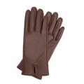Damskie rękawiczki skórzane z domieszką wełny brązowe 44-6A-705-4