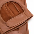 Damskie rękawiczki samochodowe skórzane brązowe 46-6L-201-5