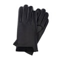 Zateplené čierne pánske kožené rukavice z prírodnej kože 39-6L-960-1