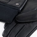 Skórzane rękawiczki męskie z materiałowym mankietem czarne 39-6L-967-11