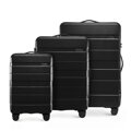 Zestaw walizek z ABS-u w poziome pasy czarny 56-3A-10S-10