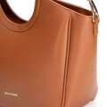 Shopperka damska z ekoskóry z okrągłymi rączkami brązowa 102-4Y-904-5