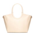 Shopperka damska z ekoskóry z okrągłymi rączkami kremowa 102-4Y-904-0