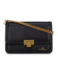 Kožená crossbody kabelka s retiazkou, čierna 100-4E-206-1G