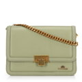 Kožená crossbody kabelka s retiazkou zelená 100-4E-206-Z