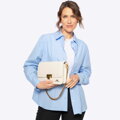 Kožená crossbody kabelka s retiazkou, krémová 100-4E-206-0
