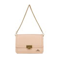 Kožená crossbody kabelka s retiazkou, béžová 100-4E-206-9