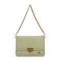 Kožená crossbody kabelka s retiazkou zelená 100-4E-206-Z