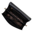 Kožená crossbody kabelka s retiazkou, čierna 100-4E-206-1G