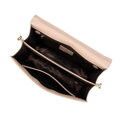 Kožená crossbody kabelka s retiazkou, béžová 100-4E-206-9