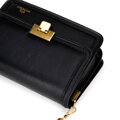 Kožená crossbody kabelka s retiazkou, čierna 100-4E-206-1G