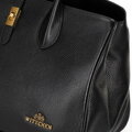 Skórzana torebka shopper z chwostem czarna 100-4E-229-1