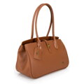 Skórzana torebka shopper z chwostem brązowa 100-4E-229-5