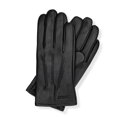 Skórzane rękawiczki męskie z przeszyciami czarne 39-6L-040-1