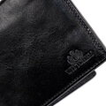 Skórzany męski portfel z rozkładanym panelem na karty czarny 21-1-040-L10