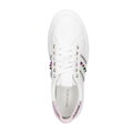 Sneakersy z imitacji skóry z ozdobami biało - różowe 100-DP-500-P