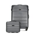 Średnia walizka i kosmetyczka z ABS-u żłobione szare 56-3A-652-01K