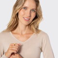 Sweter damski z wełny merino kremowy 29-99-301-0