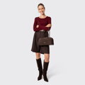 Sweter damski z wełny merino z okrągłym dekoltem bordowy 29-99-302-3