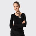 Sweter damski z wełny merino z okrągłym dekoltem czarny 29-99-302-1