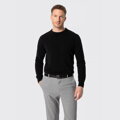 Sweter męski wełniany z okrągłym dekoltem czarny 29-99-351-1