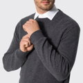Sweter męski wełniany z okrągłym dekoltem szary 29-99-351-8