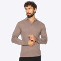 Sweter męski z bawełny z domieszką kaszmiru ciemny beż M0-99-106-9