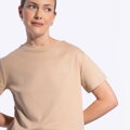 T-shirt damski z bawełny beżowy D0-99-100-9