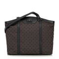 Žakárová a kožená shopper kabelka s monogramami, hnedá 98-4E-904-4