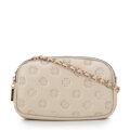Dámska kožená crossbody na retiazke krémová 99-4E-305-0