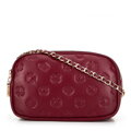 Dámska kožená crossbody na retiazke bordová 99-4E-305-3