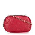Dámska kožená crossbody na retiazke malinová 99-4E-305-33