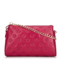 Kožená crossbody kabelka s razbou malinová 99-4E-307-33