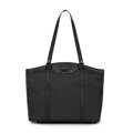 Torebka shopperka z żakardu i skóry w monogramy czarna 98-4E-904-1