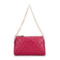 Kožená crossbody kabelka s razbou malinová 99-4E-307-33