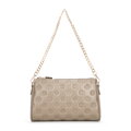 Torebka crossbody skórzana w tłoczenie beżowa 99-4E-307-8