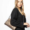 Kožená crossbody kabelka s razbou zlatá 99-4E-307-G