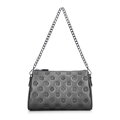 Kožená crossbody kabelka s razbou strieborná 99-4E-307-S