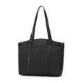 Torebka shopperka z żakardu i skóry w monogramy czarna 98-4E-904-1