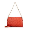 Kožená crossbody kabelka s razbou oranžová 99-4E-307-6