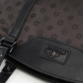 Žakárová a kožená shopper kabelka s monogramami, hnedá 98-4E-904-4