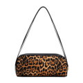 Torebka bagietka ze skóry naturalnej w panterkę czarno - brązowa 102-4E-601-4
