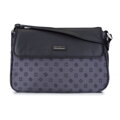 Kožená a žakárová crossbody kabelka s monogramom sivá 93-4-247-8