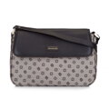 Kožená a žakárová crossbody kabelka s monogramom béžová 93-4-247-9