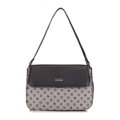 Kožená a žakárová crossbody kabelka s monogramom béžová 93-4-247-9
